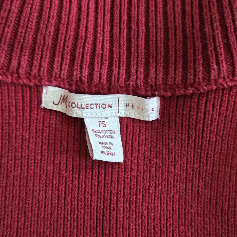 JM Collection Red Ribbed Cotton Sweater - Picture 5 of 5